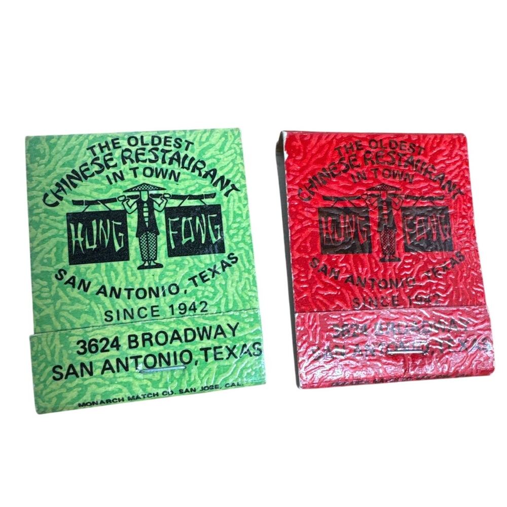 Vintage San Antonio Texas Hung Fong Chinese Restaurant TX Matchbooks Unstruck